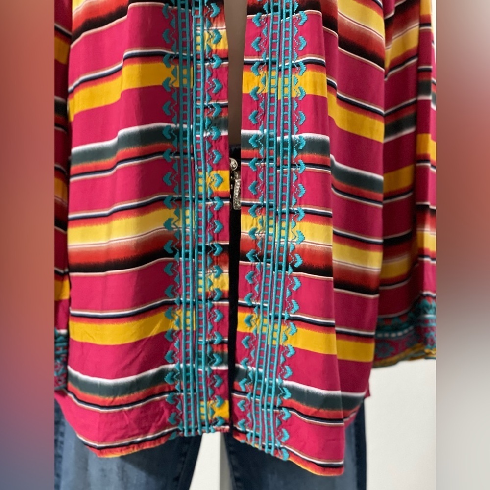 Andree By Unit Open Cardigan Western Boho Embroidery Size Large - Picture 3 of 12